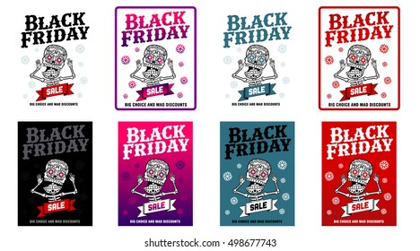 Black Friday sales tag. Vector flat Illustration, grouped for easy editing. Web banners, advertisements, brochures, business templates. Isolated on a white background.