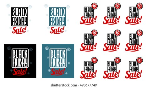 Black Friday sales tag. Vector flat Illustration, grouped for easy editing. Web banners, advertisements, brochures, business templates. Isolated on a white background.