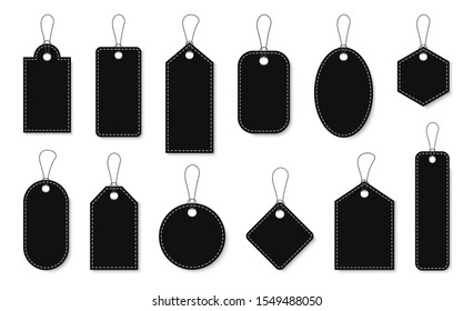 Black Friday sales tags and labels, template shopping labels. Blank, discount and price tags on paper. Special offer. Black Friday. Vintage. Big set. Vector illustration.