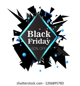 black Friday sales, vector illustration, black triangles with backlight