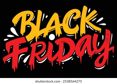 Black Friday Scratch Font Text Yellow and Red color on Black Background for Promotions