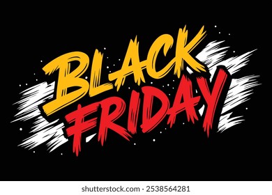 Black Friday Scratch Font Texto Amarelo e vermelho cor em Preto Fundo para Promoções