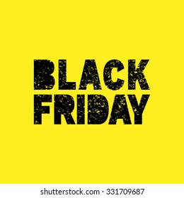 Black Friday scribble sale grunge stamp on yellow background, vector illustration for business artwork.