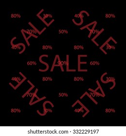 Black Friday seamless pattern of discount percent sale. Red numbers and the inscription on a black background