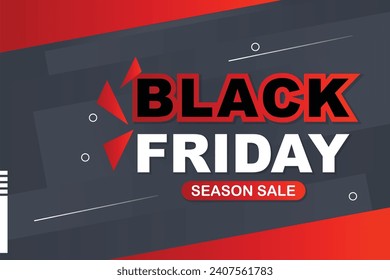 Black Friday Season Sale Banner design with grey abstract gradient and red background for advertisement and promotion