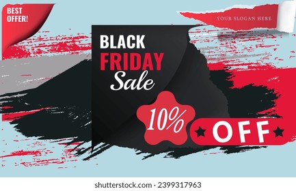 Black friday sell 10% discount offer design in 2024 banner. Special discount offer design. Product discount festival