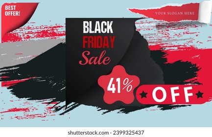 Black friday sell 41% discount offer design in 2024 banner. Special discount offer design. Product discount festival