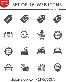 Black friday. Set of 16 high quality web icons