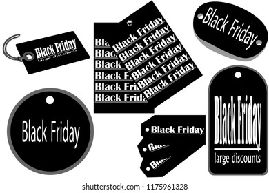 Black Friday, set of 6 icons, discount day