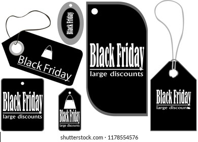 Black Friday, set of 6 icons, discount day