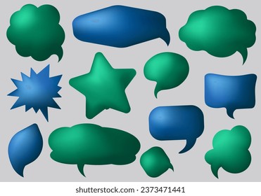 Black Friday set of clouds. The bright design of green and blue clouds used for messages is ideal for shopping events. Vector illustration.