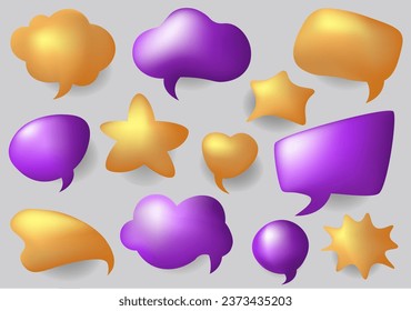 Black Friday set of clouds. Yellow and purple clouds with a glamorous shine are ideal for messages about the start of shopping and crazy discounts. Vector illustration.