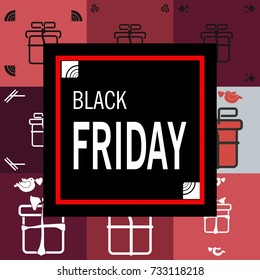 black Friday. a set of gifts on squares of different colors in a flat style. Icons of gifts. holiday set