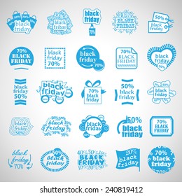 Black Friday Set - Isolated On Gray Background - Vector Illustration, Graphic Design, Editable For Your Design