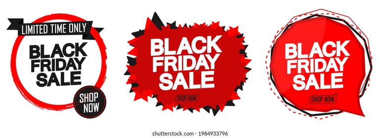 Black Friday, Set Sale banners design template, discount tags, final season offers, vector illustration