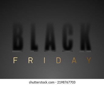 Banner vectorial Sombra del Viernes Negro sobre fondo de textura finamente de color gris oscuro. Las letras negras tienen efecto de sombra larga. Texto del viernes de oro. Diseño de banderas de venta creativa