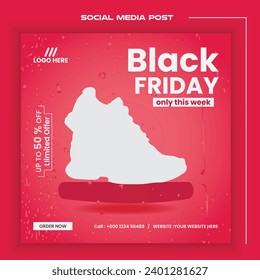 Black friday shoes sale social instagram post design.
