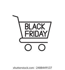 Black Friday Shop Cart Vector icon