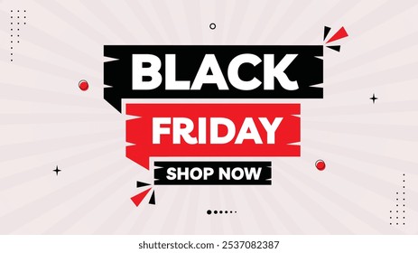 Black Friday Shop Now Sale Banner - Bold Template with Black, White, Red, and Gradient Backgrounds | Customizable Elements and Shapes for Stunning Black Friday Promotions - Eye-Catching Design