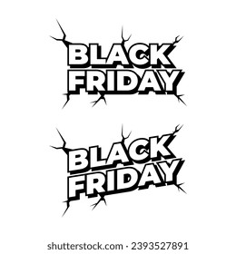 Black friday shop offers word text icon label design vector