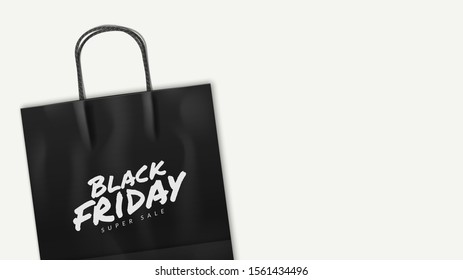 Black friday shopping bag with copy space isolated on white background. Vector illustration.