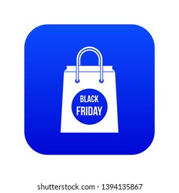 Black Friday shopping bag icon digital blue for any design isolated on white vector illustration