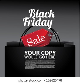 Black Friday shopping bag and sales tag marketing template. EPS 10 vector. grouped for easy editing. No open shapes or paths.