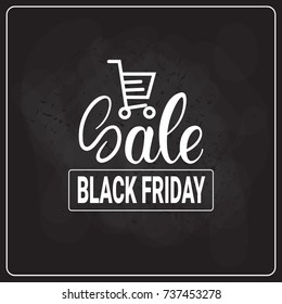 Black Friday Shopping Cart On Holiday Sale Logo Shopping Discount Flyer Vector Illustration