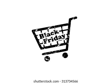Black Friday Shopping Cart, vector illustration isolated on white