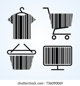 Black friday Shopping icon stylized with barcode