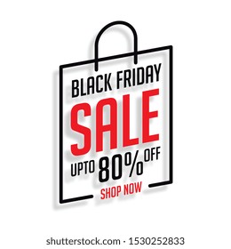 black friday shopping sale banner in line style