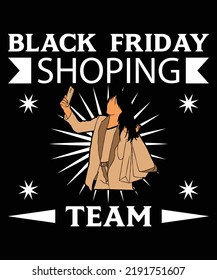 Plantilla de diseño de camiseta del vector del equipo de compras de Black Friday 