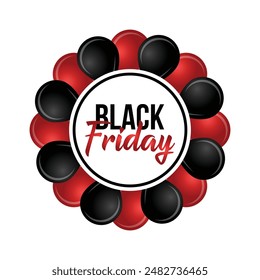Signo de viernes negro con globos, Diseño redondeado, Venta flash