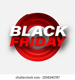 Black friday sign over round brush strokes. Vector illustration.