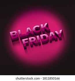 Cartel negro del viernes en negro y rosa. Gráfico vectorial con aspecto 3D. 