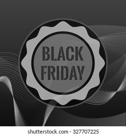 Black friday simple circle banner on the abstract background. Stock vector.