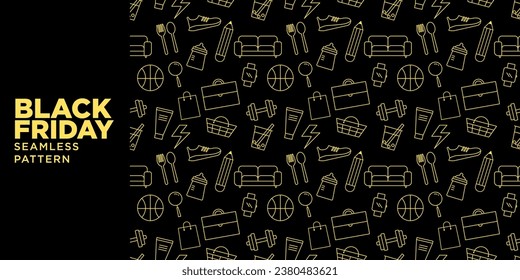 Black friday simple minimalist banner template design with seamless pattern as sale ads background