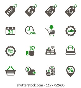 black friday simple vector icons in two colors