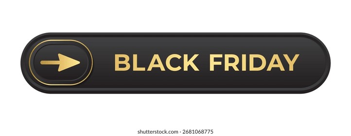 Anuncio de diapositivas del Viernes Negro. Botón de activación de venta de Vector