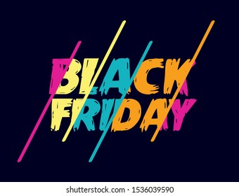 black friday slogan or label event, marketing backgroung with colorful text