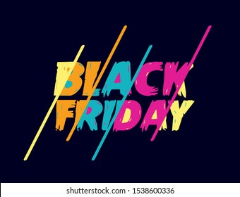 black friday slogan or label event, marketing backgroung with colorful text