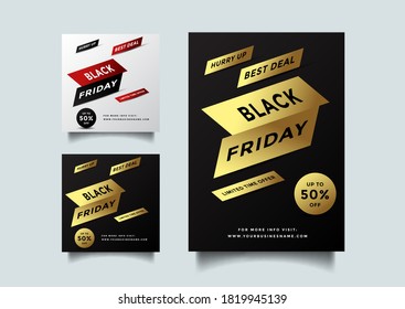 Black friday social media and a4 flyer vector template