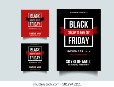 Black friday social media and a4 flyer vector template