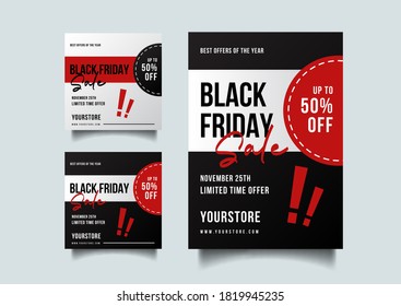 Black friday social media and a4 flyer vector template