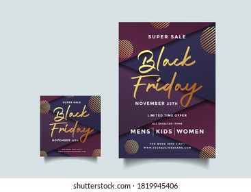 Black friday social media and a4 flyer vector template