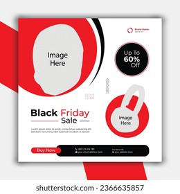 Black Friday social media banner or post template, product marketing template, fashion sale banner for social media