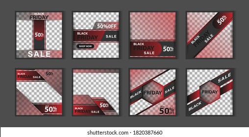 black friday social media post banner collection. modern layout design for events, promotions, digital marketing. vector illustration