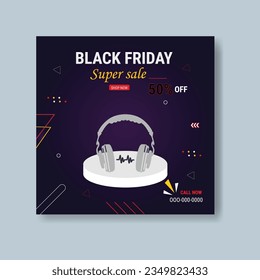 Black Friday social media post and discount sale banner design template