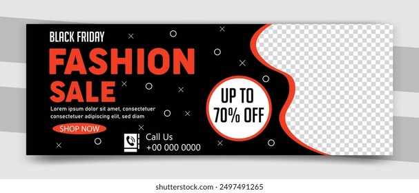 
Black Friday Social Media Post Facebook Cover Template: Modern and Creative Business Banner