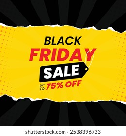 Black Friday Social Media Post Template, Black Friday Sale, Exclusive Offer Template. Banner-Design für schwarzen Freitag, bis zu 75% Rabatt, 50%, 70% Rabatt, 80% Rabatt mit mehreren Hintergrund, Angebotsvorlage.